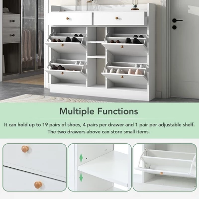 Modern Multifunctional Shoe Cabinet With 4 Turnover Drawers - ModernLuxe 10 Modern Multifunctional Shoe Cabinet With 4 Turnover Drawers - ModernLuxe - Image 10