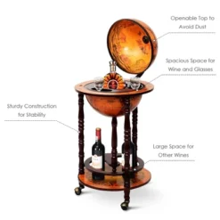 Costway 17.5'' Wood Globe Wine Bar Stand 16th Century Italian Rack Liquor Bottle Shelf 15 Costway 17.5'' Wood Globe Wine Bar Stand 16th Century Italian Rack Liquor Bottle Shelf -Furniture Series Store GUEST 93fee590 6732 44e8 8c8a e0ebace9ca7f