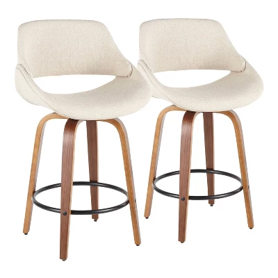 Set Of 2 Fabrico Mid Century Modern Counter Height Barstool - LumiSource 9 Set Of 2 Fabrico Mid Century Modern Counter Height Barstool - LumiSource - Image 9
