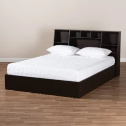 Queen Geoffrey Wood Platform Storage Bed With Shelves Dark Brown - Baxton Studio 9 Queen Geoffrey Wood Platform Storage Bed With Shelves Dark Brown - Baxton Studio -Furniture Series Store GUEST 9492a6c5 8627 4886 bab9 7dde56819dd8