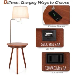 Costway End Table Lamp Bedside Nightstand Lighting With Wireless Charger NaturalCoffee -Furniture Series Store GUEST 94bcac16 60cb 4f53 9ea9 a881eed9f28f