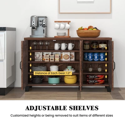 Costway 3-Door Buffet Sideboard Storage Credenza Cabinet Console Adjustable Shelf Brown/White Wash 5 Costway 3-Door Buffet Sideboard Storage Credenza Cabinet Console Adjustable Shelf Brown/White Wash - Image 5