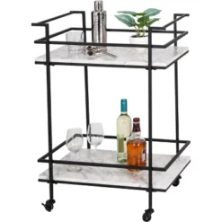 Honey-Can-Do 2 Tier Bar Cart Faux Marble
