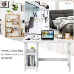 Costway Trestle Computer Desk Home Office Workstation W/Removable Shelves Vintage BlueWhite -Furniture Series Store GUEST 96c1deb4 ce83 4554 b9f8 923439276ce8