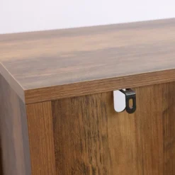 LuxenHome Natural Wood Glass Doors 47.25" H Accent Curio Storage Cabinet. -Furniture Series Store GUEST 970287d4 0183 4cdd 9fff ebf8148225b1