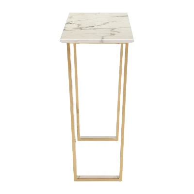 Modern Faux Marble And Stainless Steel 47" Rectangular Console Table - Stone/Gold - ZM Home 7 Modern Faux Marble And Stainless Steel 47" Rectangular Console Table - Stone/Gold - ZM Home - Image 7
