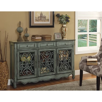 Mia 3 Drawer 3 Door Credenza Green - Treasure Trove Accents 2 Mia 3 Drawer 3 Door Credenza Green - Treasure Trove Accents - Image 2