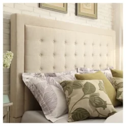 Hudson Button Tufted Headboard King Oatmeal - Inspire Q