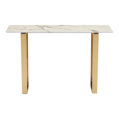 Modern Faux Marble And Stainless Steel 47" Rectangular Console Table - Stone/Gold - ZM Home 3 Modern Faux Marble And Stainless Steel 47" Rectangular Console Table - Stone/Gold - ZM Home - Image 3