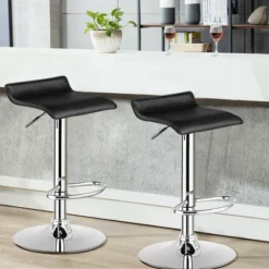 Costway Set Of 4 Swivel Bar Stool PU Leather Adjustable Kitchen Counter Bar Chairs Black -Furniture Series Store GUEST 99d9623e c4a7 4b1f 9a81 44458cfd0546