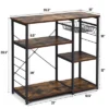 Costway Industrial Kitchen Baker's Rack Microwave Stand Utility Storage Shelf W/ 6 Hooks Steel Black