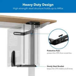 Mount-It! Heavy Duty Under Desk Computer Wall Mount | Height Adjustable CPU Holder With Sliding Tracks | 44 Lbs. Weight Capacity | Black -Furniture Series Store GUEST 9ae29f69 4c2a 440d b4ca 78e9a60f2419
