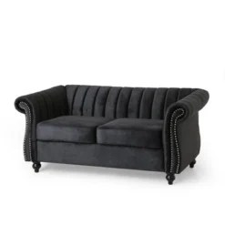 Glenmont Modern Glam Channel Stitch Velvet Loveseat With Nailhead Trim - Christopher Knight Home -Furniture Series Store GUEST 9bcec9b3 b948 4d14 84f4 013208c16d65