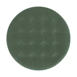 Round Storage Ottoman Loden Green Velvet - HomePop