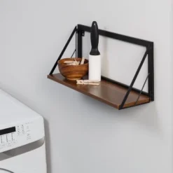 Honey-Can-Do Small Laundry Wall Shelf With Wood Walnut -Furniture Series Store GUEST 9cfae3e8 37a9 4b51 9157 3363c511952a