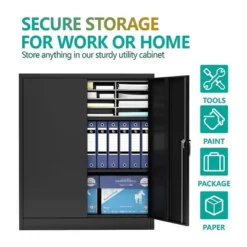 AOBABO 2 Door Durable Locking Metal Storage Cabinet Organizer With 2 Adjustable Shelves And 2 Keys For Garages And Offices -Furniture Series Store GUEST 9dda4c8d be08 4454 83ff de2d8e4bff6d