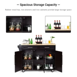 Costway Kitchen Island Trolley Cart Wood Top Rolling Storage Cabinet W/Knife Block WhiteBrown -Furniture Series Store GUEST 9fb51c36 a476 4fd2 b460 f3214c357486