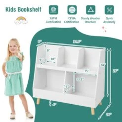 Costway 5-Cube Kids Bookshelf And Toy Organizer Wooden Storage Bookcase With Wood Legs -Furniture Series Store GUEST a0054240 67e4 4fec 8f14 9e940bdb4283