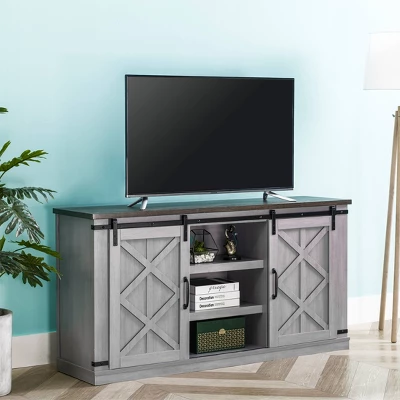 58" TV Stand For TVs Up To 65" Gray - Home Essentials 1 58" TV Stand For TVs Up To 65" Gray - Home Essentials