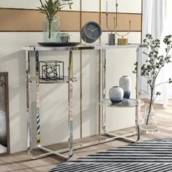 Rueledge Glam 2 Shelf Sofa Table Chrome - HOMES: Inside + Out