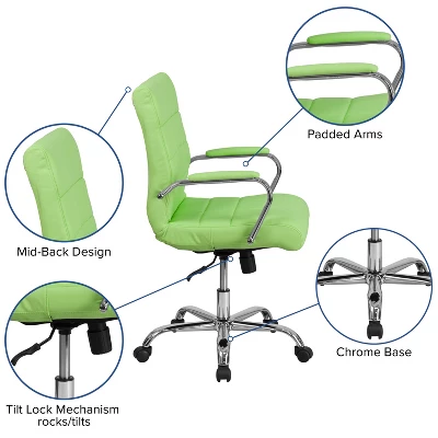 Flash Furniture Mid-Back Vinyl Executive Swivel Office Chair With Chrome Base And Arms 2 Flash Furniture Mid-Back Vinyl Executive Swivel Office Chair With Chrome Base And Arms - Image 2