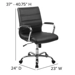 Flash Furniture 48" Wide Black Electric Height Adjustable Standing Desk With Mid-Back Black LeatherSoft And Chrome Executive Swivel Office Chair -Furniture Series Store GUEST a285ece2 ca14 4784 9006 6ed38d1e3da8 1