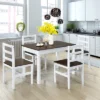 Costway 5pcs Dining Set Solid Wood Compact Kitchen Table & 4 Chairs Modern