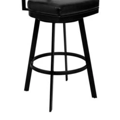 30" Frisco Faux Leather Metal Barstool Black/Gray Wood Back - Armen Living -Furniture Series Store GUEST a42feeed d616 4acc 829a 2777f5083515