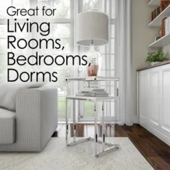 Hastings Home 2-Tier End Table - C-Shaped Side Table With Two Shelves And Metal Stand - White And Chrome -Furniture Series Store GUEST a46ddfd5 1577 42ed a801 0e5ca5a8a32d