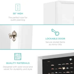 Best Choice Products 6-Tier Standing Mirror Lockable Storage Organizer Cabinet Armoire W/ Velvet Interior -Furniture Series Store GUEST a56a10e8 1d24 4e4c 8c56 5cfb1232f4e4