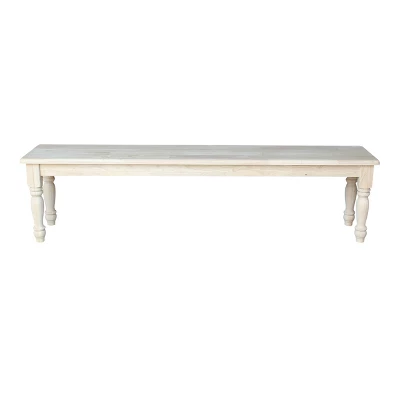 72" Shaker Style Bench With Turned Legs Unfinished - International Concepts 1 72" Shaker Style Bench With Turned Legs Unfinished - International Concepts