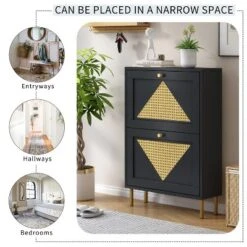23.6" Rattan Modern Shoe Cabinet With 2 Flap Drawers - ModernLuxe 12 23.6" Rattan Modern Shoe Cabinet With 2 Flap Drawers - ModernLuxe -Furniture Series Store GUEST a76a2009 141c 49e3 b7ea 774ac5205ec3