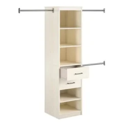 Kelly 5 Shelf 2 Drawer Closet Organizer With 3 Adjustable Hanging Rods Ivory Oak - Novogratz -Furniture Series Store GUEST a7c5268b 3c71 42b1 8b32 b7259df7cad1