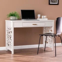Lausk Desk With Storage Light Gray - Aiden Lane
