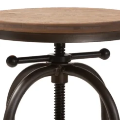 Baxton Studio Aline Wood And Rust Finished Steel Adjustable Swivel Barstool Brown - BaxtonStudio -Furniture Series Store GUEST a8917161 3836 4a1c 9ebf f617256b3185