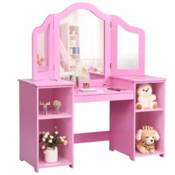 Costway Vanity Table Set Makeup Dressing Kids Girls Study Table Tri Folding Mirror WhitePink 21 Costway Vanity Table Set Makeup Dressing Kids Girls Study Table Tri Folding Mirror WhitePink -Furniture Series Store GUEST a9e084a4 8665 46b7 b704 7d5a0da74c60