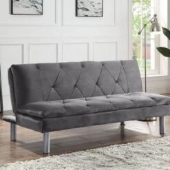 66" Cilliers Sofa Gray Velvet/Chrome Finish - Acme Furniture