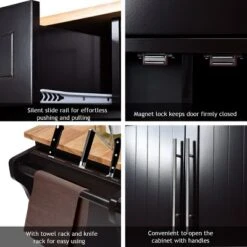 Costway Kitchen Island Trolley Cart Wood Top Rolling Storage Cabinet W/Knife Block WhiteBrown -Furniture Series Store GUEST ab392f0d 55f3 4efd 891b 96008206009a