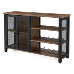 Jomeed Modern Industrial Farmhouse Metal Frame Wooden Buffet Coffee Entertainment Cabinet With Removable Wine Bottle And Stemware Racks -Furniture Series Store GUEST ab75e988 1a99 4301 864c c08cc0512aa2