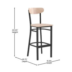 Emma And Oliver Industrial Barstool With Rolled Steel Frame And Solid Wood Seat - 500 Lbs. Static Weight Capacity -Furniture Series Store GUEST abbbc65e 2d56 4e0f b194 4363228840a2