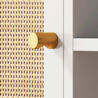 47" Mina Rattan And Wood 2 Door TV Cabinet For TVs Up To 59" White/Gold - Nathan James 3 47" Mina Rattan And Wood 2 Door TV Cabinet For TVs Up To 59" White/Gold - Nathan James - Image 3