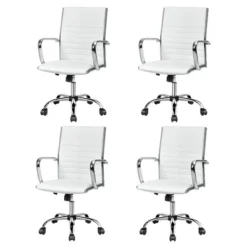 Costway Set Of 4 PU Leather Office Chair High Back Conference Task Chair W/Armrests -Furniture Series Store GUEST adaf5f26 65ef 4c40 9571 83d695367973