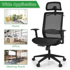 Tangkula High Back Mesh Office Chair Ergonomic Executive Chair Swivel Computer Task Chair W/ Headrest Black/ Gray -Furniture Series Store GUEST aed226b0 b1d1 4e05 bfd7 900517e1df5e