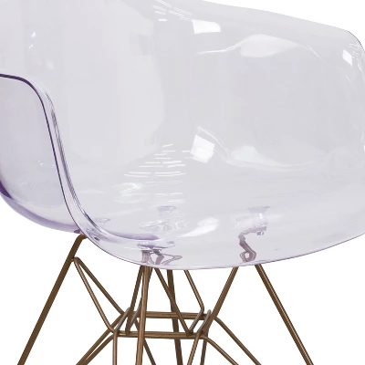 Emma And Oliver 2 Pack Transparent Side Chair With Arms And Gold Base - Accent & Side Chair 5 Emma And Oliver 2 Pack Transparent Side Chair With Arms And Gold Base - Accent & Side Chair - Image 5