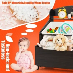 Costway Kids Wooden Toy Storage Unit Organizer W/Rolling Toy Box & Plastic Bins NaturalEspresso -Furniture Series Store GUEST afc4f8c4 324e 4563 81ff d202841d1460
