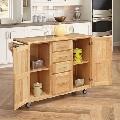 Breakfast Bar Kitchen Cart With Wood Top Natural - Home Styles 1 Breakfast Bar Kitchen Cart With Wood Top Natural - Home Styles