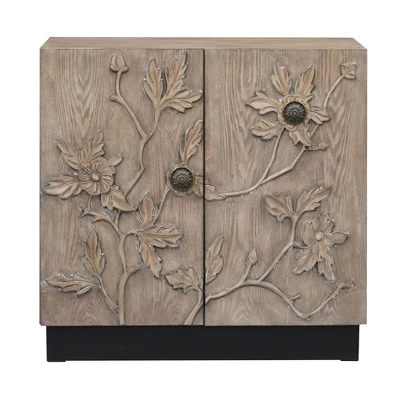 Rox Floral Patterned 2 Door Storage Cabinet Natural Gray/Black - Treasure Trove 1 Rox Floral Patterned 2 Door Storage Cabinet Natural Gray/Black - Treasure Trove