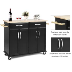 Costway Rolling Kitchen Trolley Island Cart Wood Top Storage Cabinet Utility W/ Drawers -Furniture Series Store GUEST b17a41eb bb13 4404 a42d 6ad4ad37d107