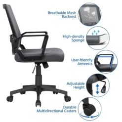 Yaheetech Adjustable Mid-Back Office Chair Computer Chair With Wheels -Furniture Series Store GUEST b1f69a16 4ad7 4fc8 a9f2 f0edb626ae92