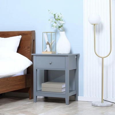 HOMCOM Side Table, Modern End Table With Storage Drawer And Shelf, Nightstand For Bedroom, Or Living Room, Set Of 2, Gray 1 HOMCOM Side Table, Modern End Table With Storage Drawer And Shelf, Nightstand For Bedroom, Or Living Room, Set Of 2, Gray